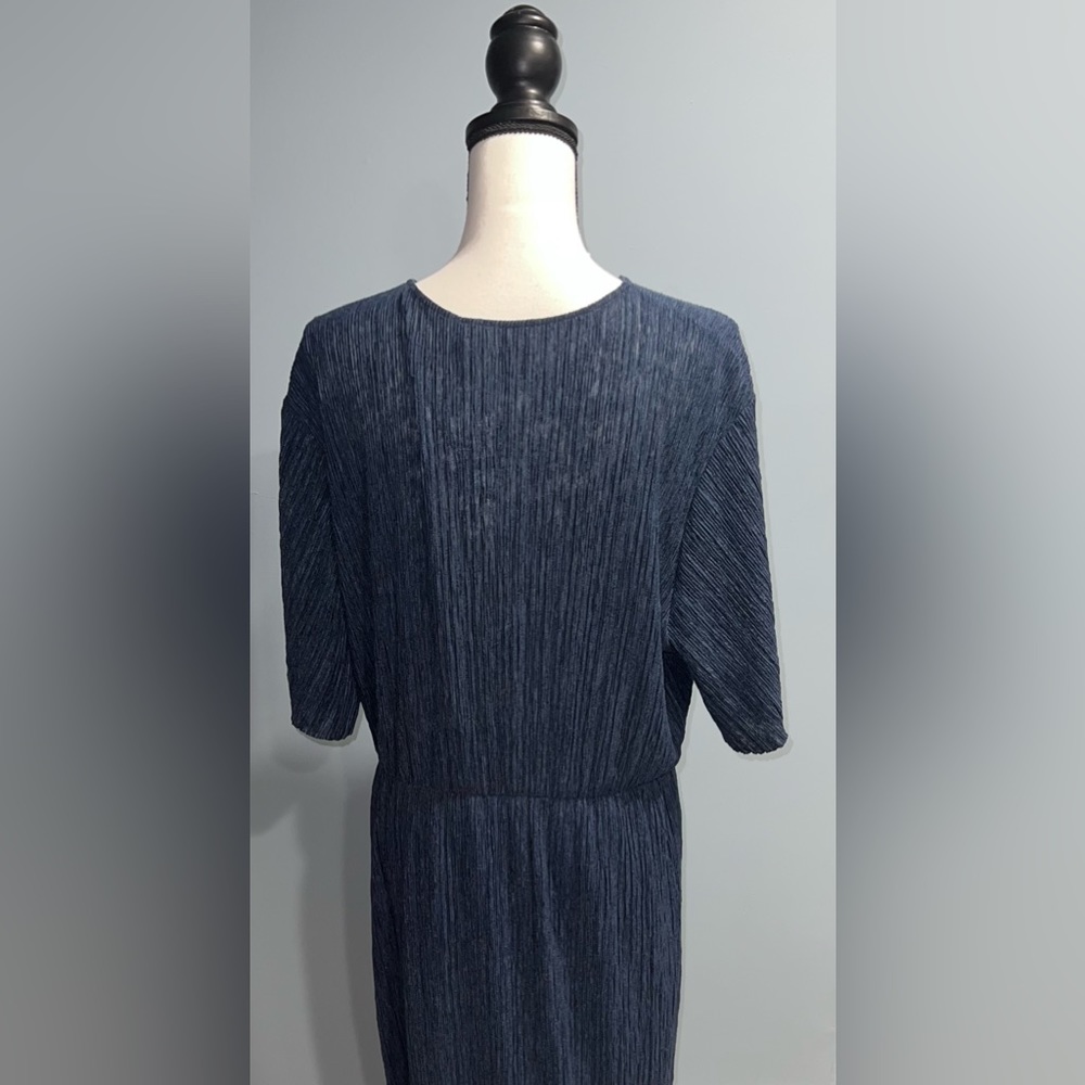 NWT Nordstrom All in Favor Navy Plisse Midi Dress Size XXL Wedding Guest - Picture 3 of 7
